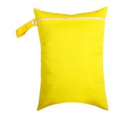 Hixingo 30x40cm Couleur Unie Sac à Couches, Réutilisable Sac à Maillot Mouillé Étanche Organiseur Pochette Couche Lavable, Eclair Wetbag de Voyage avec Fermeture Eclair (Jaune,1 pièce)