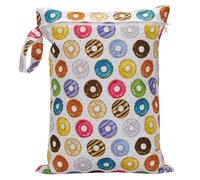 Hixingo 30x40cm Nordique Impression Sac à Couches, Réutilisable Sac à Maillot Mouillé Étanche Organiseur Pochette Couche Lavable, Eclair Wetbag de Voyage avec Fermeture Eclair (Beignet,2 pièces)