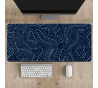 Hixingo 3D Lignes de Contour Tapis de Souris XXL/XL/L, Tapis de Souris Gamer, Tapis Souris avec Bords Cousus, Tapis de Souris en Base Antidérapante Convient Gaming, Maison (800 * 300 * 3mm,Bleu)