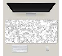 Hixingo 3D Lignes de Contour Tapis de Souris XXL/XL/L, Tapis de Souris Gamer, Tapis Souris avec Bords Cousus, Tapis de Souris en Base Antidérapante Convient Gaming, Maison (700 * 300 * 3mm,Blanc 2)