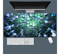 Hixingo 3D Nid d'abeille Coloré Tapis de Souris XXL/XL, Tapis de Souris Gamer, Tapis Souris avec Bords Cousus,Tapis de Souris en Base Antidérapante,Convient Gaming,Maison (800x300x3mm,Bleu Vert)