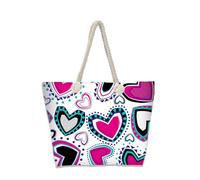 Hixingo 3D Sac de Plage XXL Femme Homme, Grand Sac de Plage en Été Cabas de Piscine Pliable Léger Beach Tote Bag pour Vacances, Gymnase, Voyage, Shopping (35x12x34CM,Lettre d'amour 2)