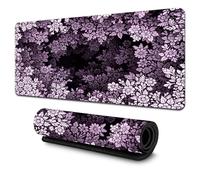 Hixingo 3D Série Fleurs et Plantes Tapis de Souris XXL,Tapis de Souris Gamer, Tapis Souris avec Bords Cousus, Tapis de Souris en Base Antidérapante,Convient pour Gaming (800x300x3mm,Violet)