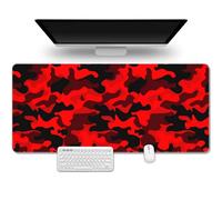 Hixingo 3D Tapis de Souris XXL/XL/L, Tapis de Souris Gamer, Imprimé Camouflage Contrasté Tapis Souris avec Bords Cousus, Tapis de Souris en Base Antidérapante Convient (1000x500x3mm,Rouge 1)