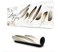 Hixingo 3D Tapis de Souris XXL/XL/L, Tapis de Souris Gamer, Imprimé Plumes élégant Tapis Souris avec Bords Cousus, Tapis de Souris en Base Antidérapante Convient (600x300x3mm,Blanc)