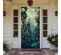 Hixingo Bannière de Porte de Bienvenue Housse de Porte Decorative, Panneau de Bannière de Porche Couverture Intérieur et Extérieur pour Anniversaire, Mariage, Pâques, Saint-Valentin (Paradis)