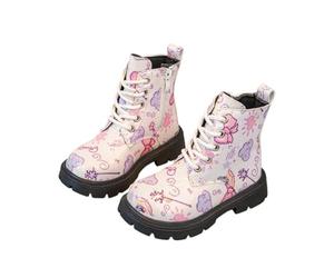 Hixingo Bottines Princesse Fille Taille 21-30, Bottes de Neige Enfant Fille avec Talon Bottines Hiver Chaud à Paillettes Chaussure Princesse avec Fermeture Éclair pour 2-10 Ans (C1113 Rose,29)