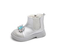Hixingo Bottines Princesse Fille Taille 24-34, Bottes de Neige Enfant Fille avec Talon Bottines Hiver Chaud à Paillettes Chaussure Princesse avec Fermeture Éclair pour 2-10 Ans (2216-6 Argent,29)