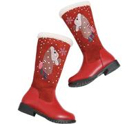 Hixingo Bottines Princesse Fille Taille 25-31, Bottes de Neige Enfant Fille avec Talon Bottines Hiver Chaud à Paillettes Chaussure Princesse avec Fermeture Éclair pour 2-10 Ans (555-8 Rouge,31)