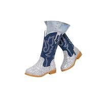 Hixingo Bottines Princesse Fille Taille 25-34, Bottes de Neige Enfant Fille avec Talon Bottines Hiver Chaud à Paillettes Chaussure Princesse avec Fermeture Éclair pour 2-10 Ans (555-57 Argent,34)