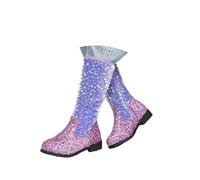 Hixingo Bottines Princesse Fille Taille 25-34, Bottes de Neige Enfant Fille avec Talon Bottines Hiver Chaud à Paillettes Chaussure Princesse avec Fermeture Éclair pour 2-10 Ans (555-53 Violet,31)
