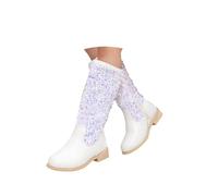 Hixingo Bottines Princesse Fille Taille 25-34, Bottes de Neige Enfant Fille avec Talon Bottines Hiver Chaud à Paillettes Chaussure Princesse avec Fermeture Éclair pour 2-10 Ans (555-53 Blanc,31)