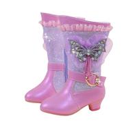 Hixingo Bottines Princesse Fille Taille 26-34, Glitter Papillon Bottes de Neige Enfant Fille Bottines Hiver Chaud Paillettes Chaussure Princesse avec Fermeture Éclair pour 2-10 Ans (Violet,26)