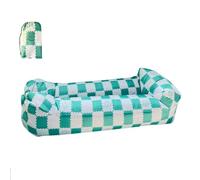 Hixingo Canapé Gonflable, Extérieur Fauteuil Gonflable, Imperméable à l'eau Hamac Gonflable, Lit d'air de Sofa Gonflable de Fainéant Paresseux pour Piscines (185x75x55cm,Plaid Vert)