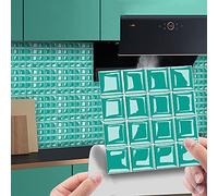 Hixingo Carrelage Adhesif Mural Cuisine, 20 Pièces Salle de Bain, Rectangulaires Credence Adhesive pour Cuisine, Mosaïque 3D - Dalle Pvc Adhesive Murale Carrelage Autocollant (Vert Turquoise,20x20cm)