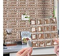 Hixingo Carrelage Adhesif Mural Cuisine, 20 Pièces Salle de Bain, Rectangulaires Credence Adhesive pour Cuisine, Mosaïque 3D - Dalle Pvc Adhesive Murale Carrelage Autocollant (Caramel,10x10cm)
