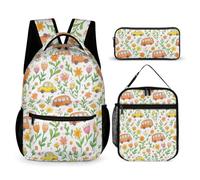 Hixingo Cartable Sac à Dos Primaire Ensemble 3 Pièces Bus (Fleur,One Size)