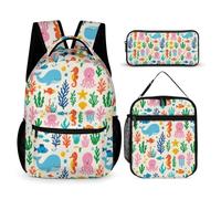 Hixingo Cartable Sac à Dos Primaire Ensemble 3 Pièces (Véhicules,43cm)