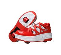 Hixingo Chaussure a Roulette pour Fille Garçons, Chaussures a roulettes avec Roues Chaussures de Skateboard, Patins à roulettes Maille Respirante, Bleu, Rouge, Noir Basket à roulettes