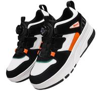 Hixingo Chaussure a Roulette pour Fille Garçons, Patins à roulettes Résistant à l'usure, Basket à roulettes avec Lacets Rotatifs pour Débutants, Enfants (Orange,35)