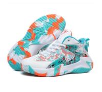 Hixingo Chaussure de Basketball for Hommes, Hautes Sneakers Baskets Enfant Automne et Hiver, Mode Baskets de Basket-Ball de Style Graffiti, Basket-Ball Chaussures de Sport pour Jeunes 36-46 EU