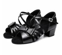 Hixingo Chaussures Danse Latine Femme Talon Bas 3.5cm (L1026 Noir,37)