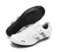 Hixingo Chaussures de Cyclisme pour Hommes Femmes, Boîte à Orteils Large, Chaussures d'équitation sur Route et Montagne, Respirant Unisexe Chaussures de Vélo VTT avec SPD-SL Look Delta (Blanc,47)