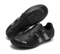 Hixingo Chaussures de Cyclisme pour Hommes Femmes, Boîte à Orteils Large, Chaussures d'équitation sur Route et Montagne, Respirant Unisexe Chaussures de Vélo VTT avec SPD-SL Look Delta (Noir,46)
