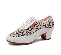 Hixingo Chaussures de Danse Grand Confort Femme Talon 5 CM, Chaussures de Danse Latine Femme Bout Fermé pour Salsa Bachata, Jazz, Latin, Standard, Rumba, Cha Cha (2211 Blanc,38)
