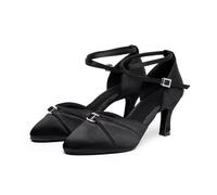 Hixingo Chaussures de Danse Latine Femme 5.5CM, Bout Ouver Chaussures de Danse de Salon Femme pour Salsa Bachata, Jazz, Latin, Standard, Rumba, Cha Cha (6474 Noir,35)