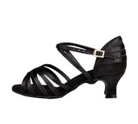 Hixingo Chaussures de Danse Latine Femme 5.5CM, Bout Ouver Chaussures de Danse de Salon Femme pour Salsa Bachata, Jazz, Latin, Standard, Rumba, Cha Cha (SD15 Noir,35)