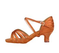 Hixingo Chaussures de Danse Latine Femme 5.5CM, Bout Ouver Chaussures de Danse de Salon Femme pour Salsa Bachata, Jazz, Latin, Standard, Rumba, Cha Cha (SD15 Or,39)