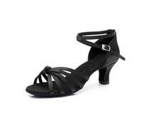 Hixingo Chaussures de Danse Latine Femme 5CM, Bout Ouver Chaussures de Danse de Salon Femme pour Salsa Bachata, Jazz, Latin, Standard, Rumba, Cha Cha (1218 Noir,42)