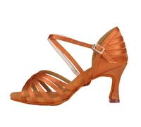 Hixingo Chaussures de Danse Latine Femme 7.5CM, Bout Ouver Chaussures de Danse de Salon Femme pour Salsa Bachata, Jazz, Latin, Standard, Rumba, Cha Cha (SD15 Or,40)