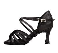 Hixingo Chaussures de Danse Latine Femme 7.5CM, Bout Ouver Chaussures de Danse de Salon Femme pour Salsa Bachata, Jazz, Latin, Standard, Rumba, Cha Cha (SD15 Noir,40)