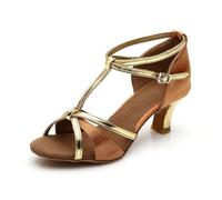 Hixingo Chaussures de Danse Latine Femme 7CM, Bout Ouver Chaussures de Danse de Salon Femme pour Salsa Bachata, Jazz, Latin, Standard, Rumba, Cha Cha (809 Marron,41)