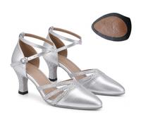 Hixingo Chaussures de Danse Latine Femme Bout Fermé avec Talon 5,5 cm,Chaussures De Salsa Tango Valse Fête Sociale pour Latin/National Mark/Cha Cha/Rumba