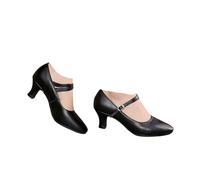 Hixingo Chaussures de Danse Latine Femme Bout Fermé avec Talon 5,5cm,Chaussures De Salsa Tango Valse Fête Sociale pour Latin/National Mark/Rumba/Cha Cha (Noir,35)