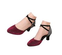 Hixingo Chaussures de Danse Latine Femme Bout Fermé Talon 5,5cm,Chaussures De Salsa Tango Valse Fête Sociale pour Jazz/Latin/National Mark/Rumba/Cha Cha (D117 Violet,42)