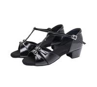 Hixingo Chaussures de Danse Latine Femme Bout Ouvert Talon 3cm,Chaussures De Salsa Tango Valse Fête Sociale pour Jazz/Latin/National Mark/Rumba/Cha Cha -Modèle L1032 (Noir,34)