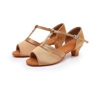 Hixingo Chaussures de Danse Latine Femme Talon 3.5 cm, Bout Ouvert Chaussures de Danse de Salon Femme Tango Valse Fête pour Jazz Latin Standard Rumba Cha Cha, 4 Couleurs