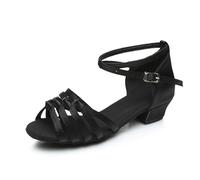 Hixingo Chaussures de Danse Latine Femme Talon 3 cm, Bout Ouver Chaussures de Danse de Salon Latine Heels Femme Pieds Larges Grand Confort pour Salsa, Jazz, Standard (F30 Noir,35)