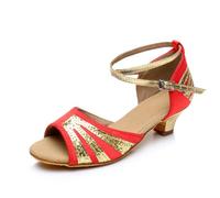 Hixingo Chaussures de Danse Latine Femme Talon 3 cm, Bout Ouver Chaussures de Danse de Salon Latine Heels Femme Pieds Larges Grand Confort pour Salsa, Jazz, Standard