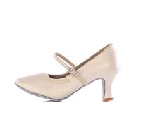 Hixingo Chaussures de Danse Valse Femme Bout Fermé Talon,Chaussures De Salsa Tango Valse Fête Sociale pour Jazz/Latin/National Mark/Rumba/Cha Cha (Crème 7 cm,38)
