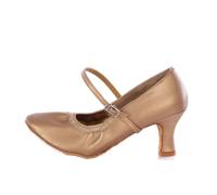 Hixingo Chaussures de Danse Valse Femme Bout Fermé Talon,Chaussures De Salsa Tango Valse Fête Sociale pour Jazz/Latin/National Mark/Rumba/Cha Cha (Marron 7 cm,38)