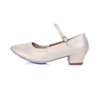 Hixingo Chaussures de Danse Valse Femme Bout Fermé Talon,Chaussures De Salsa Tango Valse Fête Sociale pour Jazz/Latin/National Mark/Rumba/Cha Cha (Crème 3,5 cm,34)