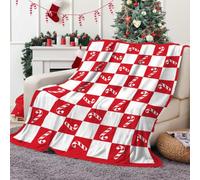 Hixingo Couverture 3D Noël Douce et Confortable Plaid Polaire, Plaid Tout Doux Xmas Couverture Chaude Polaire, Douce Et Moelleuse pour Canapé-Lit et Canapé (Blanc Rouge,70x100cm)