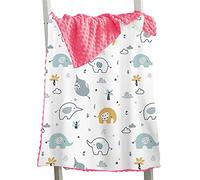 Hixingo Couverture d Ete pour Enfant, Couvertures Polaire Minky pour Garcon Fille Bébé, Couverture Lit à Pois Microfibre Ultra Doux Respirant pour Landau/Canapé (Mignon Rouge,150x110cm)