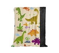Hixingo Couverture d Ete pour Enfant, Couvertures Polaire Minky pour Garcon Fille Bébé, Couverture Lit à Pois Microfibre Ultra Doux Respirant pour Landau/Canapé (?ufs de Dinosaure,100x150cm)
