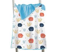 Hixingo Couverture d Ete pour Enfant, Imprimé Animal Couvertures Polaire Minky pour Garcon Fille Bébé, Couverture Lit à Pois Microfibre Doux Respirant pour Landau/Canapé (Petit Poisson 1,150x110cm)